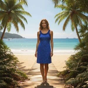 Cotton Sheath Sleeveless Dress Floral Size Medium